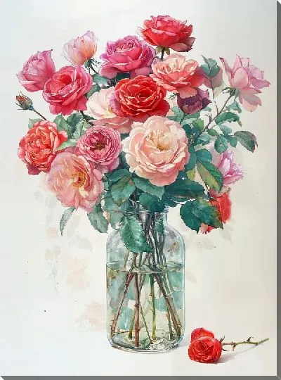 Картина маслом Цветочный букет в вазе №134