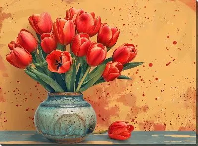 Картина маслом Цветочный букет в вазе №137