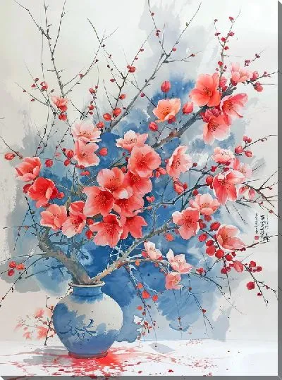 Картина маслом Букет цветов в вазе №401