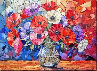 Картина маслом Букет цветов в вазе №407