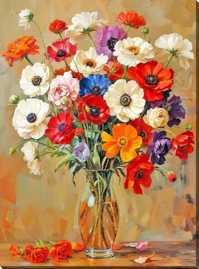 Картина маслом Букет цветов в вазе №418