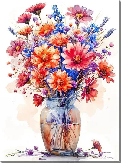 Картина маслом Букет цветов в вазе №419