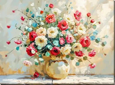 Картина маслом Букет цветов в вазе №424