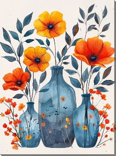 Картина маслом Букет цветов в вазе №429