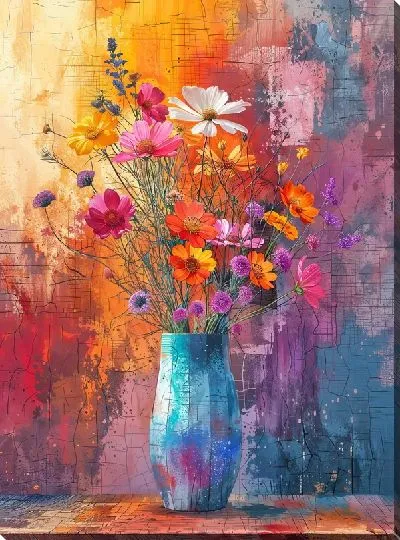Картина маслом Букет цветов в вазе №434