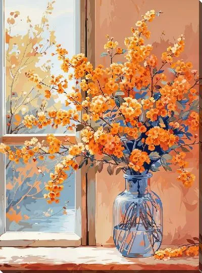 Картина маслом Букет цветов в вазе №438