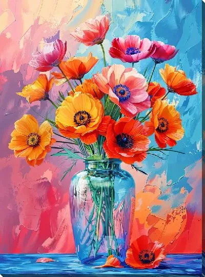 Картина маслом Букет цветов в вазе №442