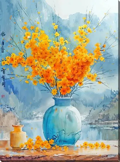 Картина маслом Букет цветов в вазе №443