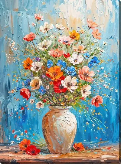 Картина маслом Букет цветов в вазе №451