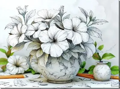 Картина маслом Букет цветов в вазе №453