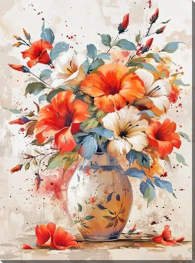 Картина маслом Букет цветов в вазе №454