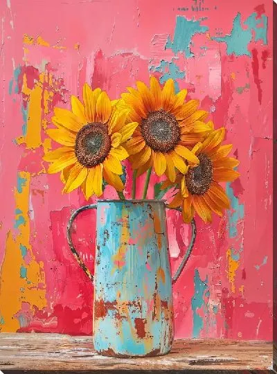 Картина маслом Букет цветов в вазе №456