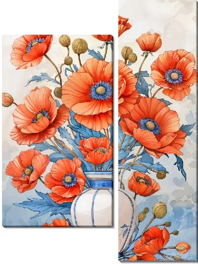 Модульная картина Букет цветов в вазе №458