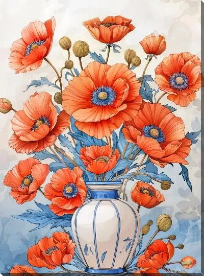 Картина маслом Букет цветов в вазе №458