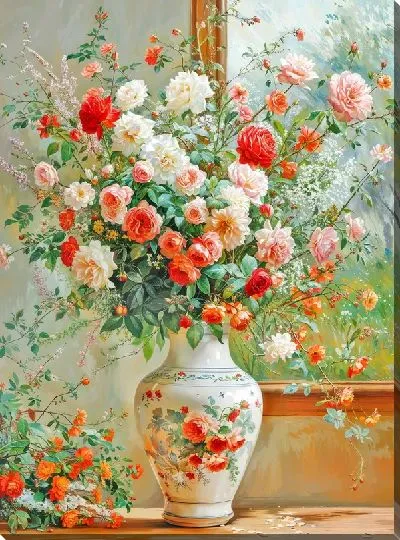 Картина маслом Букет цветов в вазе №464