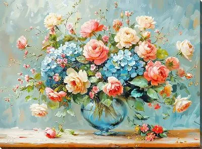 Картина маслом Букет цветов в вазе №465