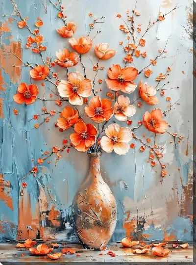 Картина маслом Букет цветов в вазе №466