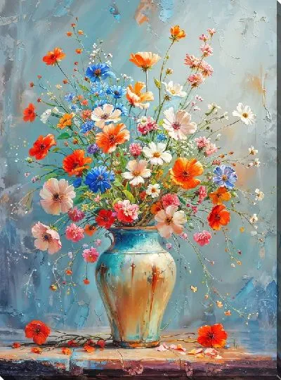 Картина маслом Букет цветов в вазе №467