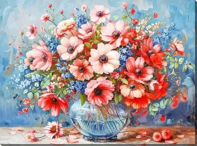 Картина маслом Букет цветов в вазе №468