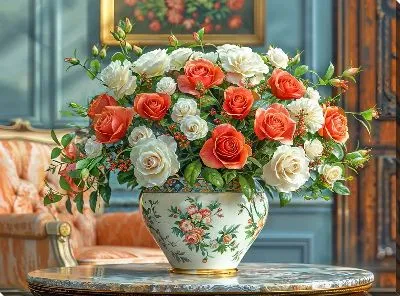 Картина маслом Букет цветов в вазе №469