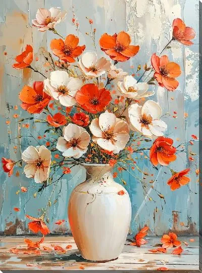 Картина маслом Букет цветов в вазе №472