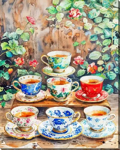 Картина маслом Чашки с чаем №17