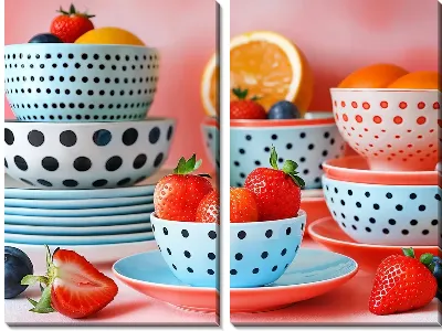 Модульная картина Посуда и клубника №30