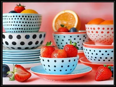 Картина Посуда и клубника №30