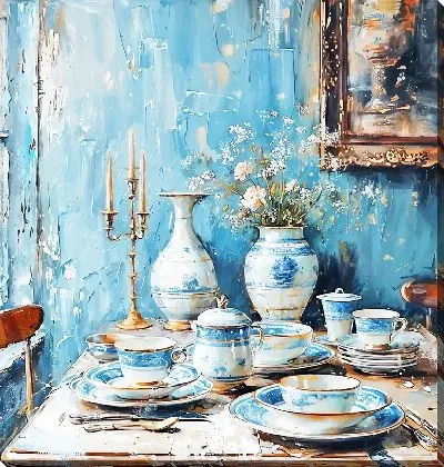 Картина маслом Сервировка стола