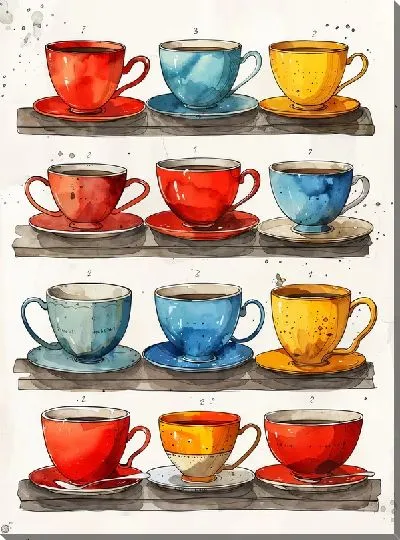 Картина маслом Чайные чашки №49