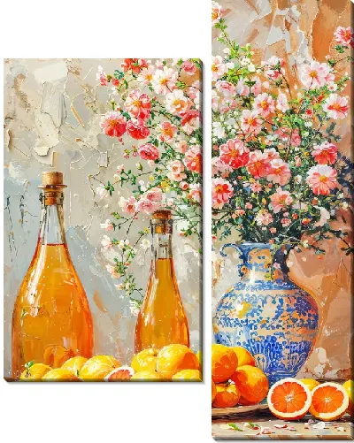 Модульная картина Букет цветов и апельсины №60