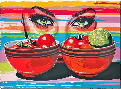 Картина маслом Посуда и глаза №73