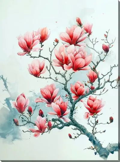 Картина маслом Цветущая магнолия №20