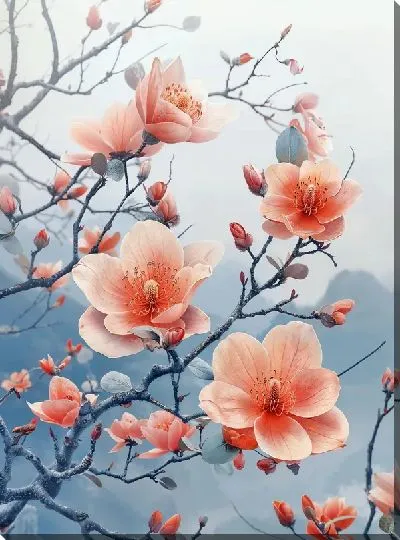 Картина маслом Цветущая магнолия №23