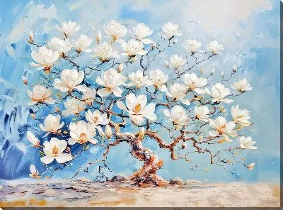 Картина маслом Цветущая магнолия №24