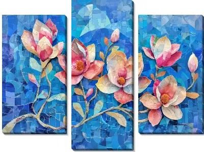 Модульная картина Цветущая магнолия №25