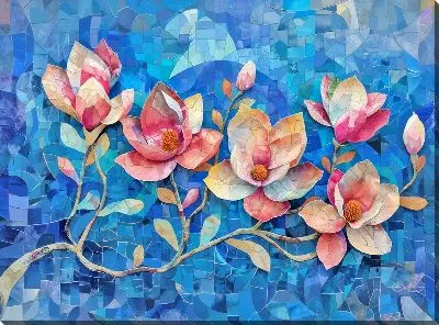 Картина маслом Цветущая магнолия №25