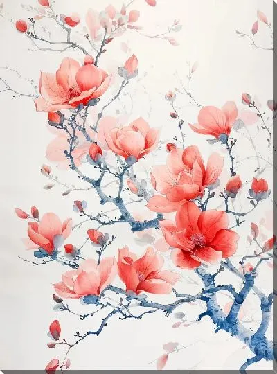 Картина маслом Цветущая магнолия №26