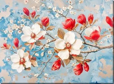 Картина маслом Цветущая магнолия №28