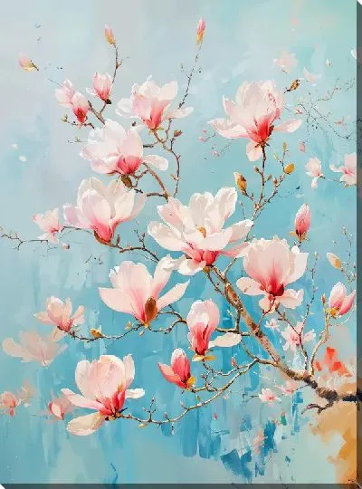 Картина маслом Цветущая магнолия №32