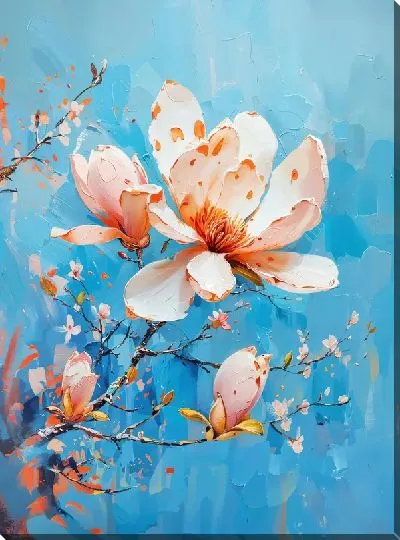 Картина маслом Цветущая магнолия №34