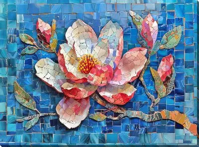 Картина маслом Цветущая магнолия №35