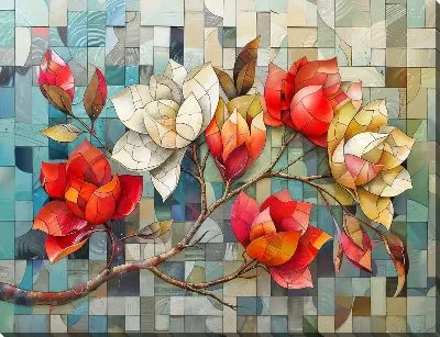 Картина маслом Цветущая магнолия №36