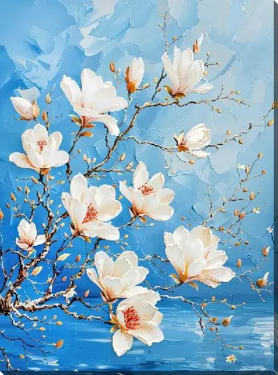 Картина маслом Цветущая магнолия №37