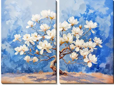Модульная картина Цветущая магнолия №39