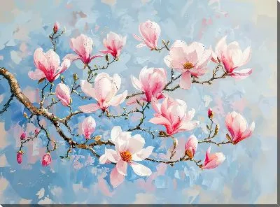Картина маслом Цветущая магнолия №41