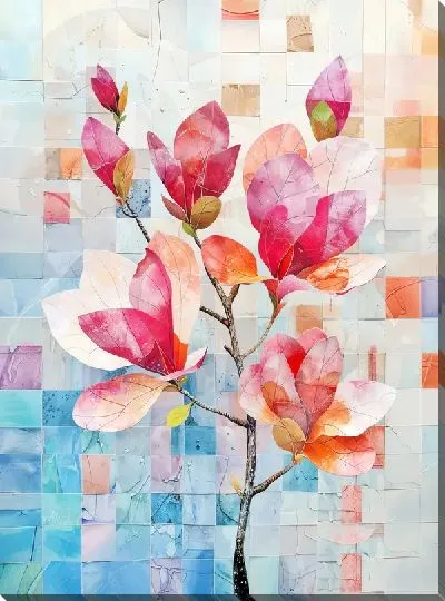 Картина маслом Цветущая магнолия №44
