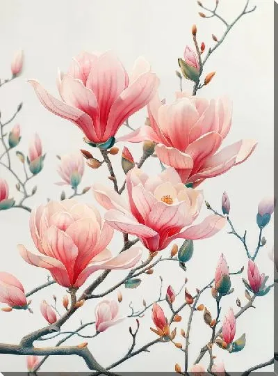 Картина маслом Цветущая магнолия №49