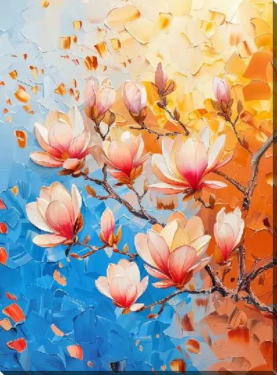 Картина маслом Цветущая магнолия №52