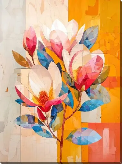 Картина маслом Цветущая магнолия №54